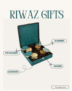 Emerald Green Velvet Keepsake Box |  Premium 4-Jar Set | Almonds, Cashews, Pistachios , Walnuts , Figs & Raisins| Luxury Elegant & Reusable Gift