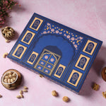 Riwaz Premium Blue Darwaja Gift Box | Premium 6-Column Assortment of Almonds, Cashews, Pistachios, Walnuts, Raisins & Khumani | A Thoughtful Gift