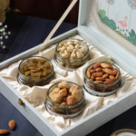 Riwaz Luxury Pink Fairy Gift Box |  Premium 4-Jar Set | Almonds, Cashews, Pistachios , Walnuts , Figs & Raisins| Luxury Elegant & Reusable Gift Hamper