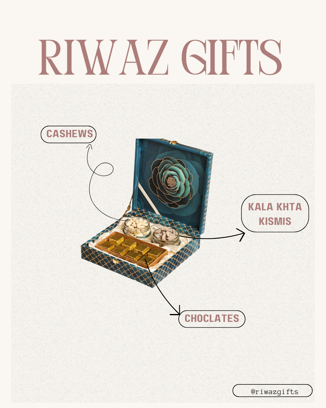 Riwaz Premium Blue Rose Dry Fruit & Chocolate Gift Box | Almonds, Cashews & Chocolates | Perfect for Weddings, Festivals & Corporate Gifting