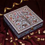 Riwaz Premium Blue Peacock Gift Box |  Premium 4-Jar Set | Almonds, Cashews, Pistachios , Walnuts , Figs & Raisins| Luxury Elegant & Reusable Gift