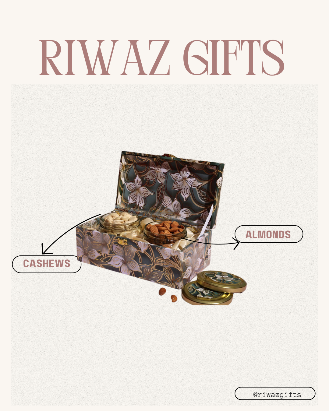Riwaz Luxury Green Regal Dry Fruit Gift Box with Almonds & Cashews – Elegant Design