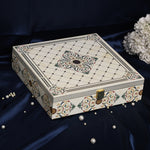 Luxury Riwaz White Marble Dry Fruit Box |  Premium 4-Jar Set | Almonds, Cashews, Pistachios , Walnuts , Figs & Raisins| Luxury Elegant & Reusable