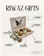 Riwaz Premium Butterfly Bloom Gift Box | Designer 6-Jar Assortment of Almonds, Cashews, Pistachios, Raisins, Walnuts & Apricots |