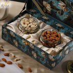 Riwaz Prime Blue Flower Dry Fruit Gift Box – 2 Premium Jars with Cashews & Almonds | Elegant Floral Packaging