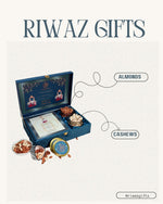 Riwaz Royal Blue Maharaja Gift Box | Designer 2-Section Luxury Dry Fruit Assortment of Almonds, Cashews, Pistachios & Raisins