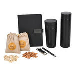 Riwaz Executive Corporate Gift Hamper for Diwali | Elegant Potli Bag with Diary, Pen, Smart Tumbler Bottle, Keychain, Almonds & Cashews