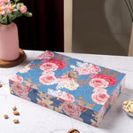 Riwaz Elite Dry Fruits Gift Box | Exquisite Enamel Pink Flower Designer | Premium Assorted Nuts & Dried Fruits: Almonds, Cashews, Raisins