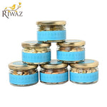 Riwaz Heritage Luxury Blue Velvet Dry Fruit Gift Box  | Premium 6-Jar Set | Almonds, Cashews, Pistachios , Walnuts , Figs & Raisins| Luxury Elegant & Reusable Gift Hamper | High Protein & Immunity Booster Assortment |