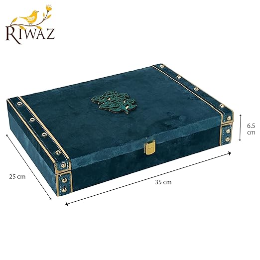 Riwaz Luxury Blue Suede Dryfruits Box