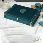 Riwaz Heritage Luxury Blue Velvet Dry Fruit Gift Box  | Premium 6-Jar Set | Almonds, Cashews, Pistachios , Walnuts , Figs & Raisins| Luxury Elegant & Reusable Gift Hamper | High Protein & Immunity Booster Assortment |