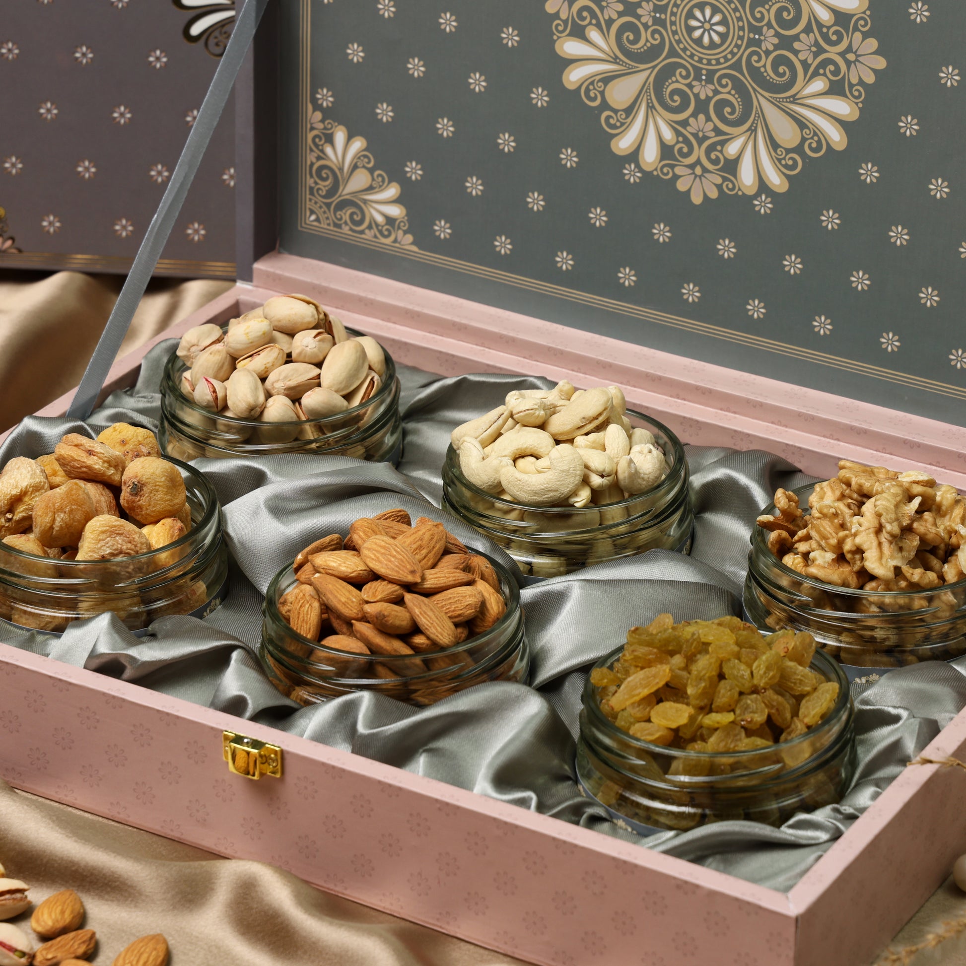 Riwaz Premium Twin Shade Dry Fruit Gift Box - Luxury Assorted Dry Fruits & Nuts Hamper | Elegant Gourmet Present for Diwali, Rakhi, Corporate Gifting