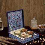 Riwaz Premium Blue Peacock Gift Box |  Premium 4-Jar Set | Almonds, Cashews, Pistachios , Walnuts , Figs & Raisins| Luxury Elegant & Reusable Gift