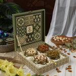 Riwaz Premium Rajwada Dry Fruit Gift Box |  Premium 4-Jar Set | Almonds, Cashews, Pistachios , Walnuts , Figs & Raisins| Luxury Elegant & Reusable G
