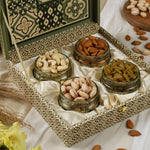 Riwaz Premium Rajwada Dry Fruit Gift Box |  Premium 4-Jar Set | Almonds, Cashews, Pistachios , Walnuts , Figs & Raisins| Luxury Elegant & Reusable G