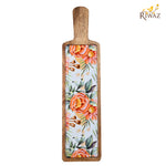 Riwaz Jungle-Themed Wooden Serving Platter with Handle | Handcrafted Mango Wood Tray with Striking Tiger Print Resin Inlay | Perfect for Serving