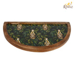 Riwaz Jungle-Themed Half Moon Wooden Serving Platter | Handcrafted Mango Wood Tray with Tiger Print Resin Inlay | Elegant Serveware for Snacks