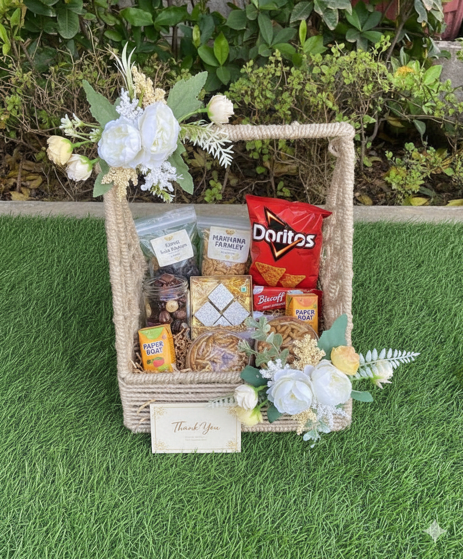 Emerald Oasis Jute Basket