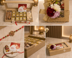 Luxury Pinewood Rakhi Gift Hamper | Dry Fruit & Chocolates Box