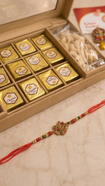Luxury Pinewood Rakhi Gift Hamper | Dry Fruit & Chocolates Box