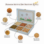 Riwaz Premium Pink Fairy Gift Box 6 Column Almonds, Cashews, Pistachios, Walnuts, Raisins & Khumani