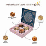 Riwaz Premium Matt Natural Gift Box | Premium 4-Jar Set | Almonds, Cashews, Pistachios , Walnuts , Figs & Raisins| Luxury Elegant & Reusable Gift