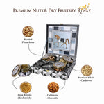 Riwaz Gifts Royal Horse Designer Dry Fruit Hamper (Grey & Black) | Premium 4-Jar Set | Almonds, Cashews, Pistachios , Walnuts , Figs & Raisins|