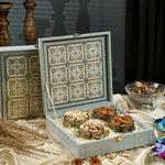 Riwaz Luxury Square Dry Fruits Gift Box |  Premium 4-Jar Set | Almonds, Cashews, Pistachios , Walnuts , Figs & Raisins| Luxury Elegant & Reusable Gift Hamper