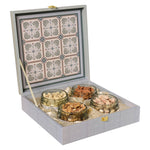Riwaz Luxury Square Dry Fruits Gift Box |  Premium 4-Jar Set | Almonds, Cashews, Pistachios , Walnuts , Figs & Raisins| Luxury Elegant & Reusable Gift Hamper