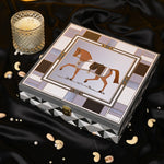 Riwaz Gifts Royal Horse Designer Dry Fruit Hamper (Grey & Black) | Premium 4-Jar Set | Almonds, Cashews, Pistachios , Walnuts , Figs & Raisins|