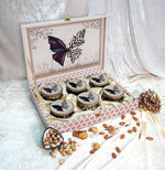 Riwaz Premium Butterfly Bloom Gift Box | Designer 6-Jar Assortment of Almonds, Cashews, Pistachios, Raisins, Walnuts & Apricots |
