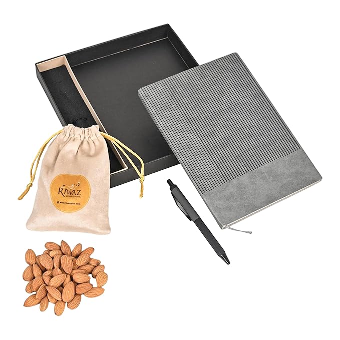 Riwaz Executive Corporate Gift Hamper for Diwali | Elegant Potli Bag with Premium Almonds, Diary & Pen | A Thoughtful Present for Clients & Employees