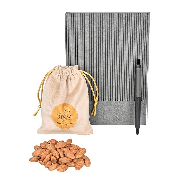 Riwaz Executive Corporate Gift Hamper for Diwali | Elegant Potli Bag with Premium Almonds, Diary & Pen | A Thoughtful Present for Clients & Employees