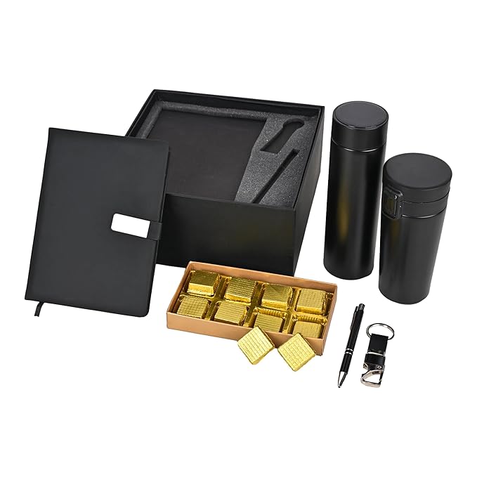 Riwaz Executive Corporate Gift Hamper for Diwali | Elegant Potli Bag with Dairy, Pen, Smart Tumbler Bottle, Keychain, and Chocolates