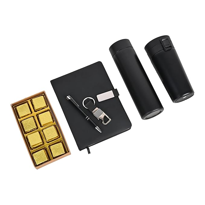 Riwaz Executive Corporate Gift Hamper for Diwali | Elegant Potli Bag with Dairy, Pen, Smart Tumbler Bottle, Keychain, and Chocolates